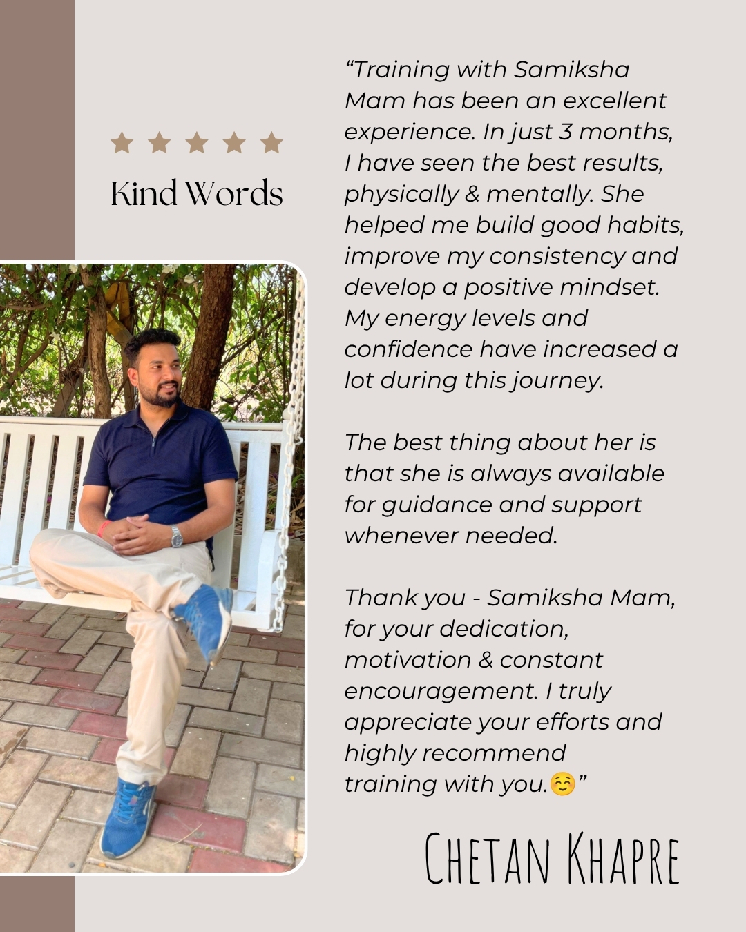 Kind words from Chetan Khapre