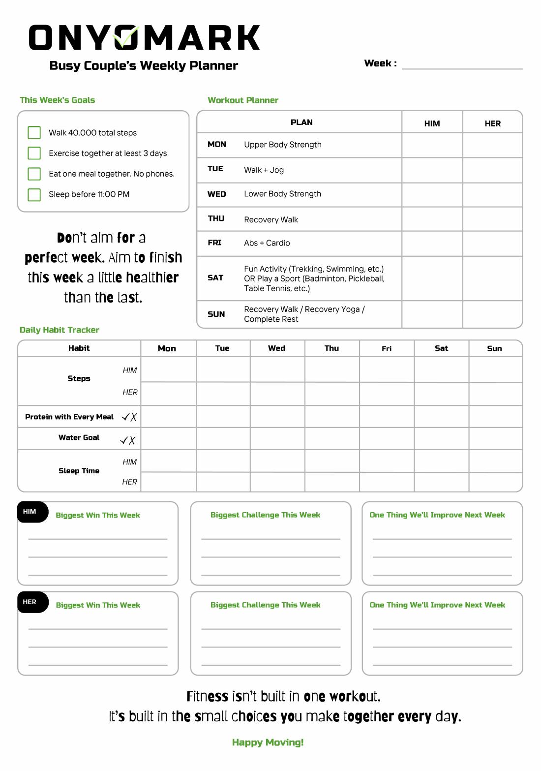 Busy Couple Weekly Planner — PDF preview